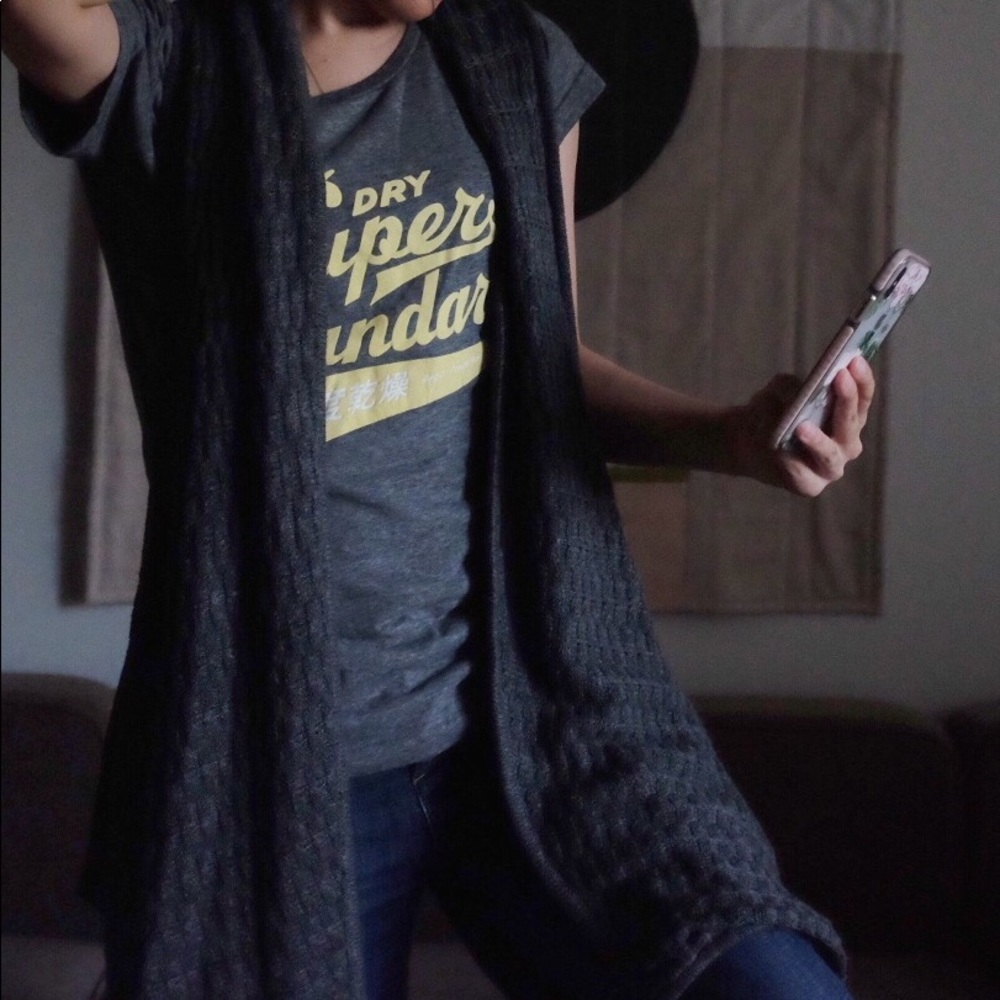 Maison Oversized Knit Sweater Open Cardigan Vest